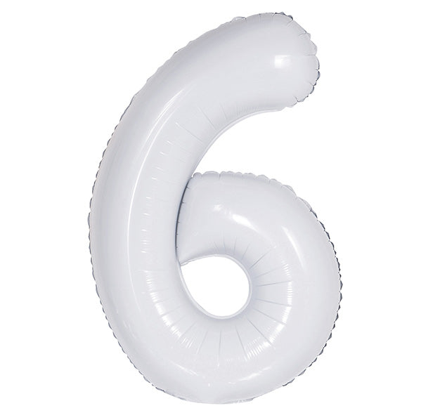 White "6" Numeral Foil Balloon (86cm)