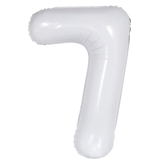 White "7" Numeral Foil Balloon (86cm)