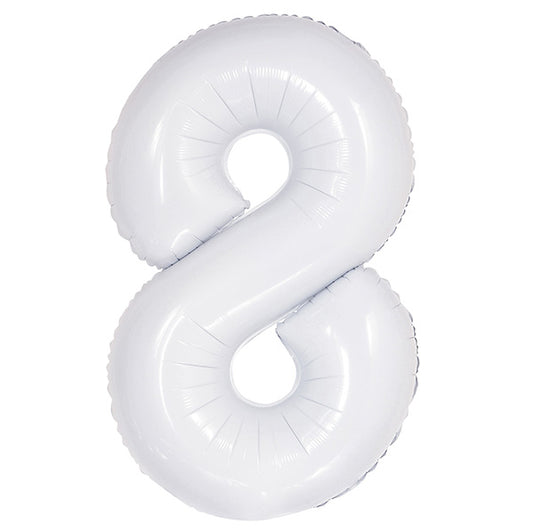 White "8" Numeral Foil Balloon (86cm)