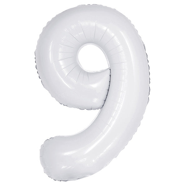 White "9" Numeral Foil Balloon (86cm)