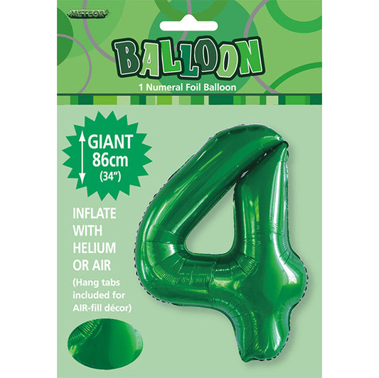 Emerald Green "4" Numeral Foil Balloon (86cm)