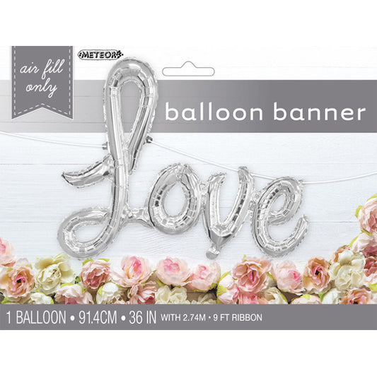 "Love" Silver Foil Balloon Banner Kit