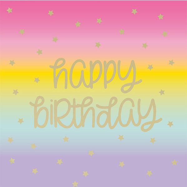 Rainbow Star "Happy Birthday" Foil Stamped Luncheon Napkins (Pack of 16)