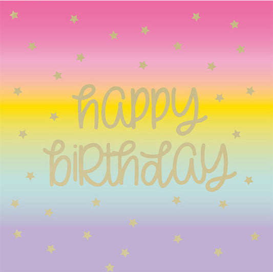 Rainbow Star "Happy Birthday" Foil Stamped Luncheon Napkins (Pack of 16)