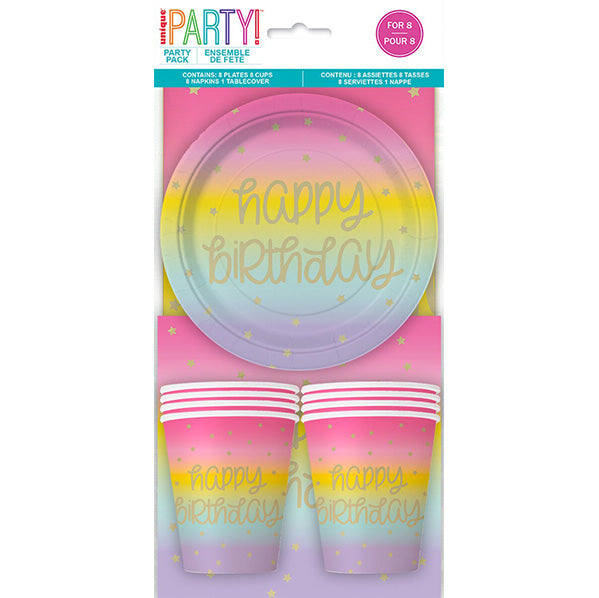 Rainbow Star "Happy Birthday" Party Pack (For 8)