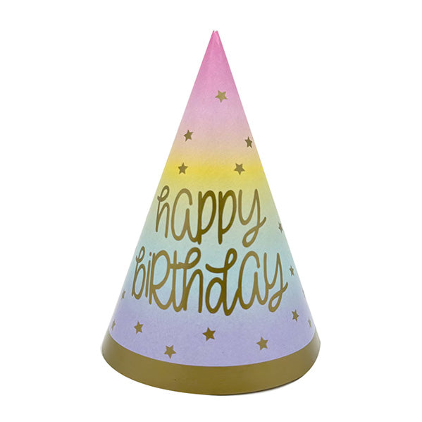 Rainbow Star "Happy Birthday" Party Hats (Pack of 8)