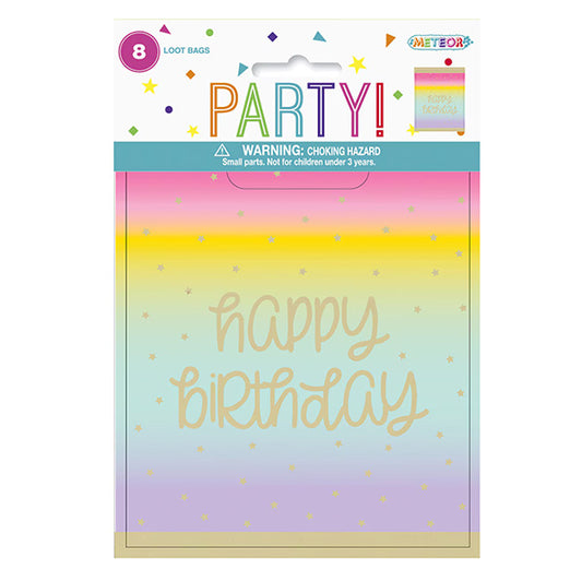 Rainbow Star "happy Birthday" Loot Bags (Pack of 8)