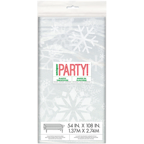 Snowflakes Clear Printed Tablecover 137cm x 213cm