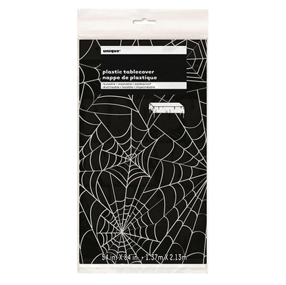 Black & White Spiderweb Printed Tablecover 137cm x 213cm