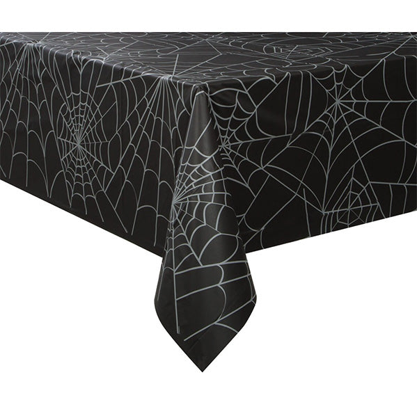 Black & White Spiderweb Printed Tablecover 137cm x 213cm