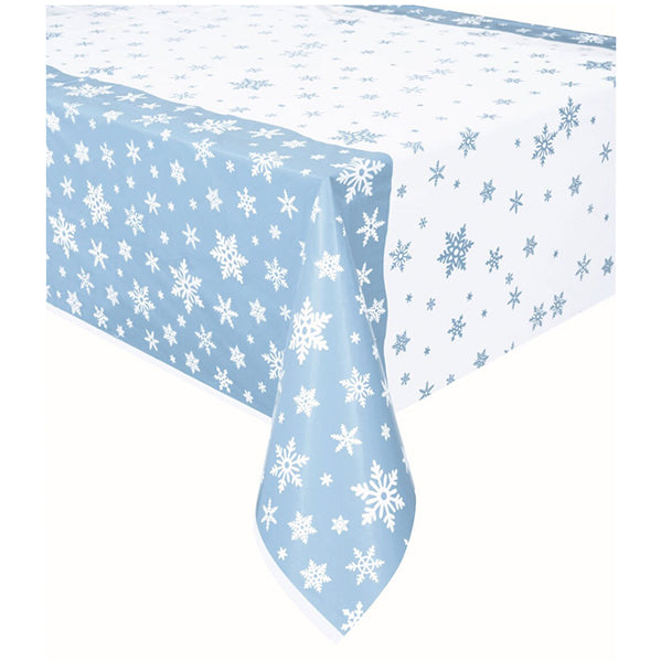 Snowflakes Blue Printed Tablecover 137cm x 213cm