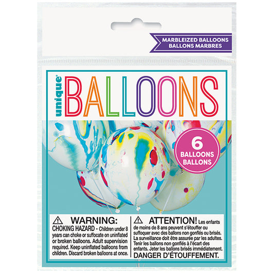 Marbleized Balloons 30cm (Pack of 6)