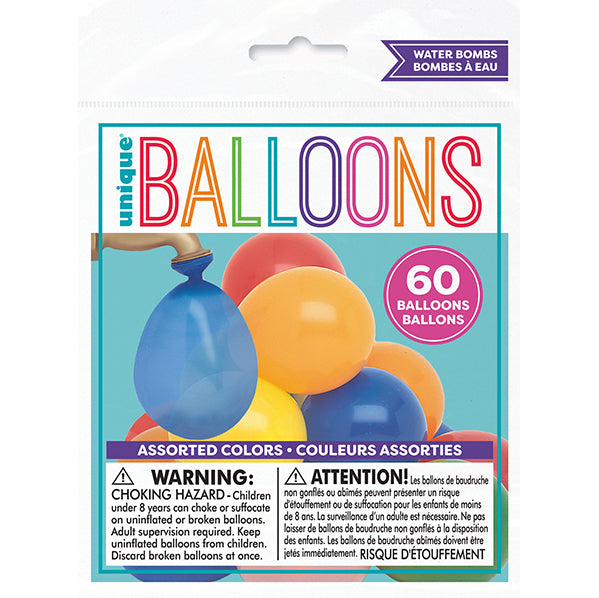 Waterbomb Balloons - Assorted Colours (Pack of 60)