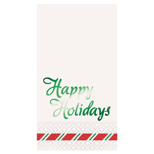 Green Happy Holidays Foil Stamped Guest Napkins (Pack of 16)