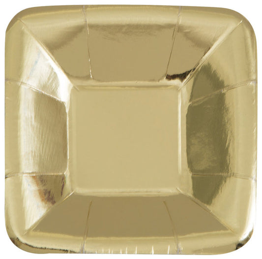 Gold Foil Square Appetizer Paper Plates 13cm (Pack of 8)