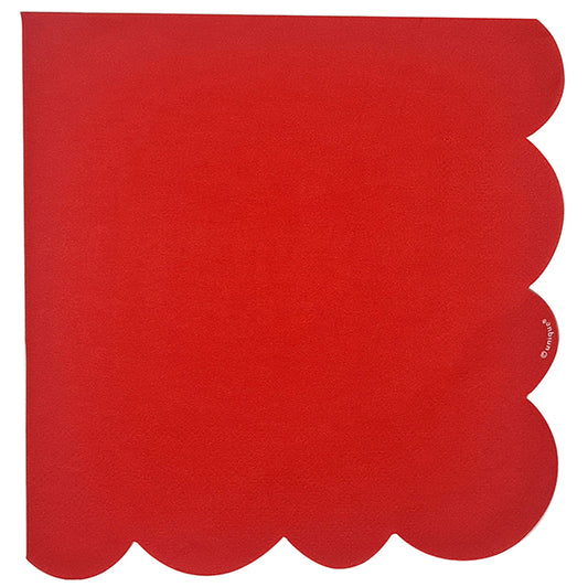 Ruby Red Stamped Scalloped Edge Luncheon Napkins (Pack of 16)