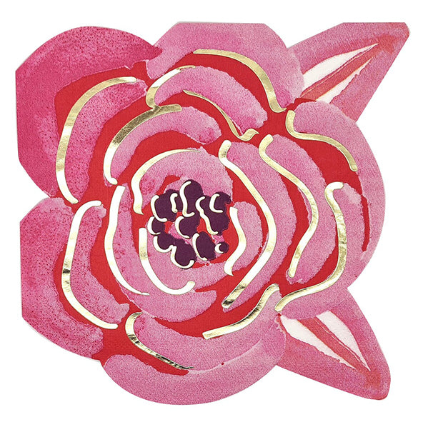 Elegant Galentine Foil Stamped Flower Shaped Luncheon Napkins (Pack of 16)