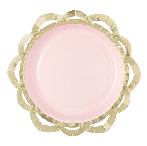 Elegant Valentine Gold Foil Stamped Paper Plates 20cm (Pack of 8)