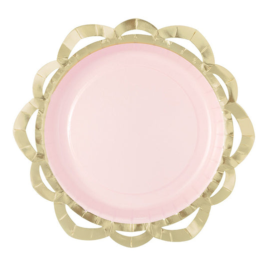 Elegant Valentine Gold Foil Stamped Paper Plates 20cm (Pack of 8)