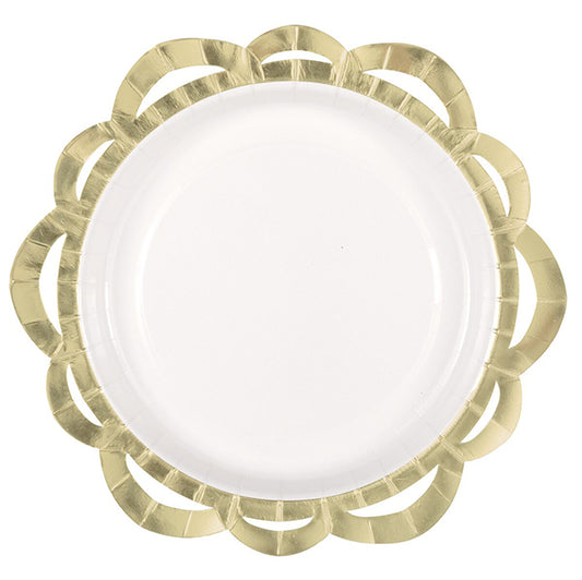 Elegant Valentine Gold Foil Stamped Paper Plates 25cm (Pack of 6)