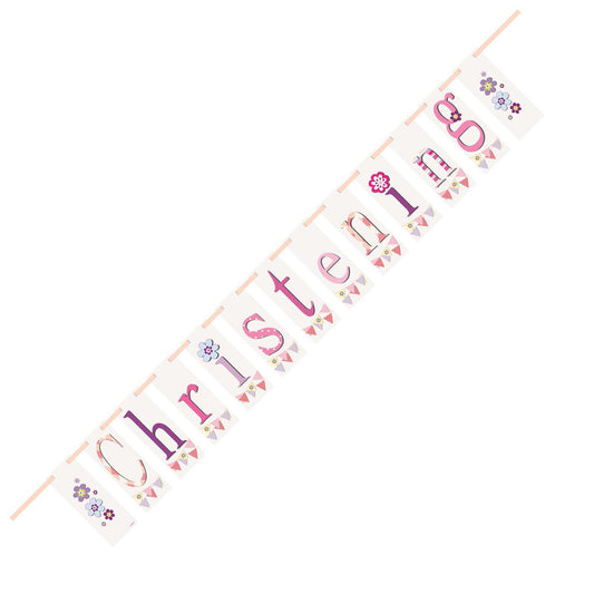 Christening Pink Block Banner - 2.13m