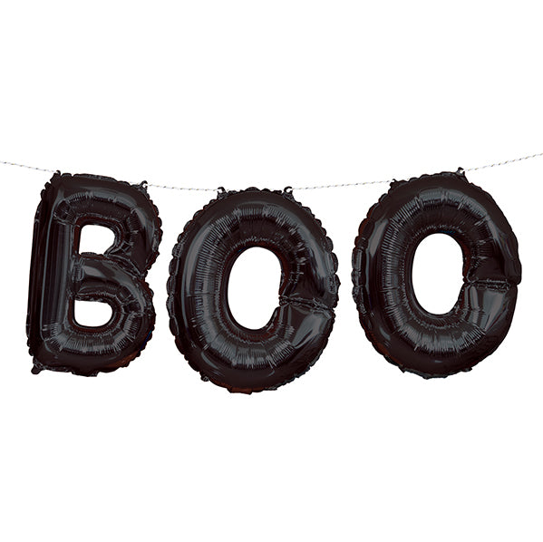 "Boo" Black Foil Balloon Banner Kit