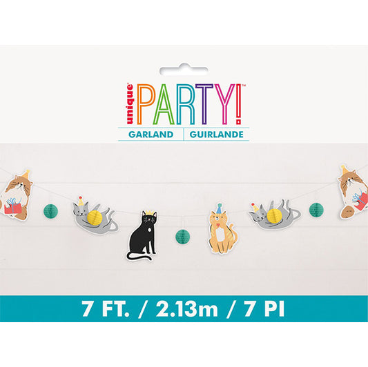 Pawty Animals Cat & Honeycomb Ball Paper Garland (2.13m)