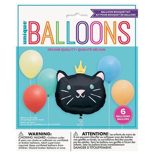 Pawty Animal Balloon Bouquet Kit - Cat (6 piece set)