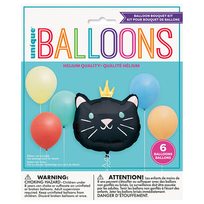 Pawty Animal Balloon Bouquet Kit - Cat (6 piece set)