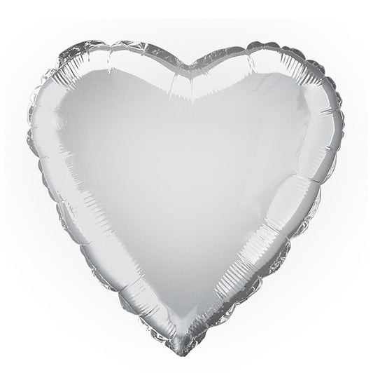 Silver Heart Foil Balloon 45cm