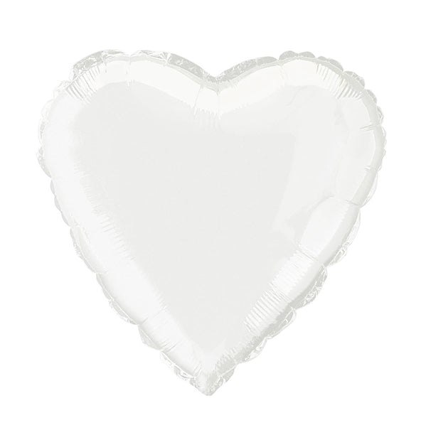 White Heart Foil Balloon 45cm