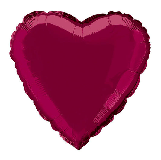 Burgundy Heart Foil Balloon 45cm