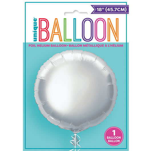 Silver Round Foil Balloon 45cm