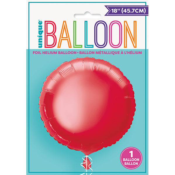 Red Round Foil Balloon 45cm