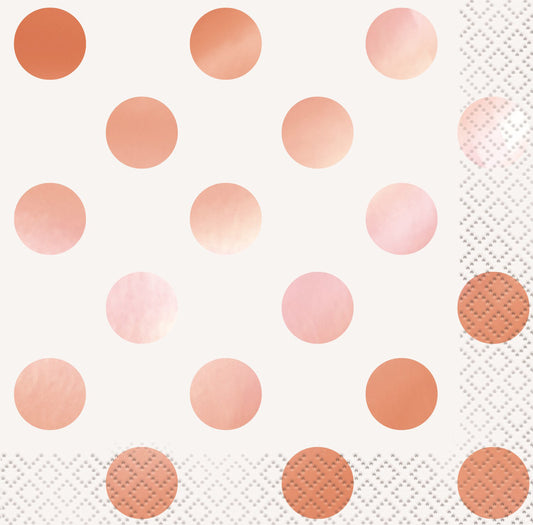 Foil Stamped Dots Rose Gold Luncheon Napkins (Pack of 16)