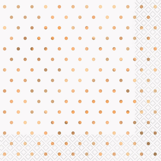 Foil Stamped Mini Dots Rose Gold Luncheon Napkins (Pack of 16)