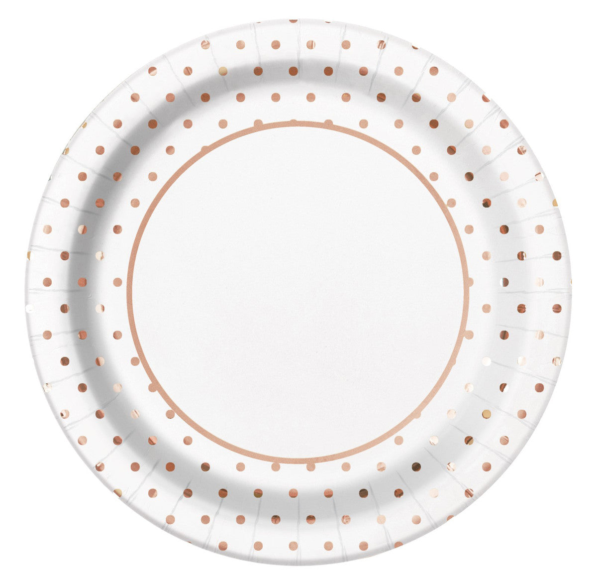 Foil Stamped Mini Dots Rose Gold Paper Plates 23cm (Pack of 8)