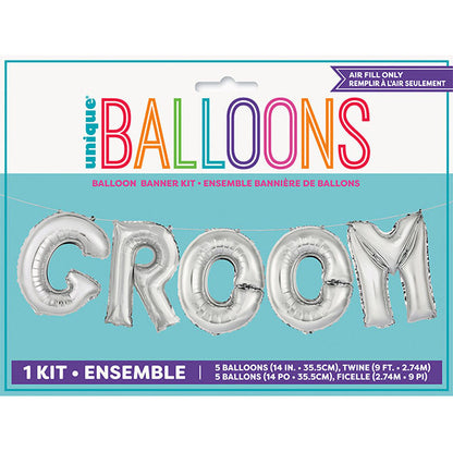 "Groom" Silver Foil Letter Balloon Kit