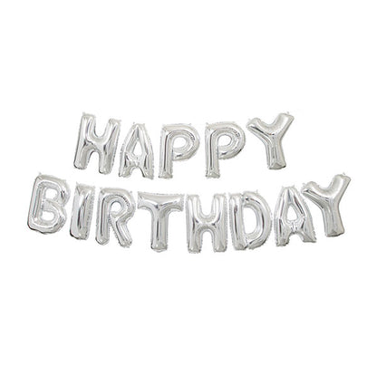 "Happy Birthday" Silver Foil Letter Balloon Kit