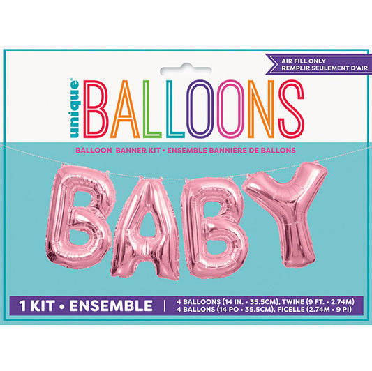 "Baby" Pink Foil Letter Balloon Kit