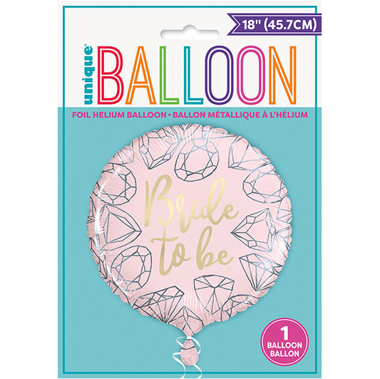 "Bride To Be" Diamonds Foil Balloon 45cm