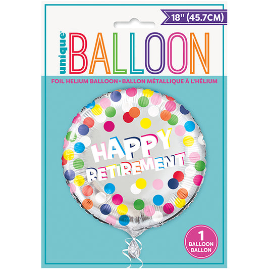 Colourful Dot "Happy Retirement" Foil Balloon 45cm