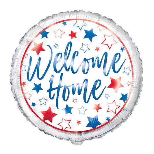 Red, White, Blue "Welcome Home" Foil Balloon 45cm