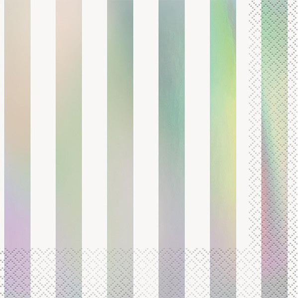 Foil Stamped Stripes Iridescent Luncheon Napkins (Pack of 16)