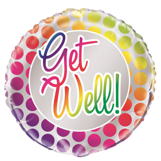 Rainbow "Get Well" Foil Balloon 45cm