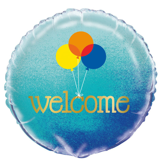 Blue Ombre "Welcome" Foil Balloon 45cm