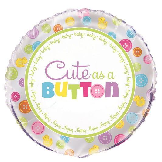 "Cute As A Button" Foil Balloon 45cm