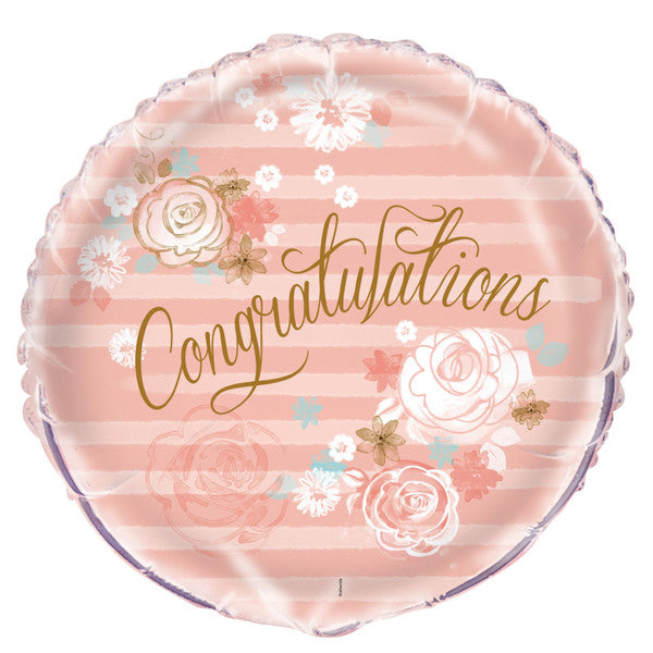 Floral "Congratulations" Foil Balloon 45cm