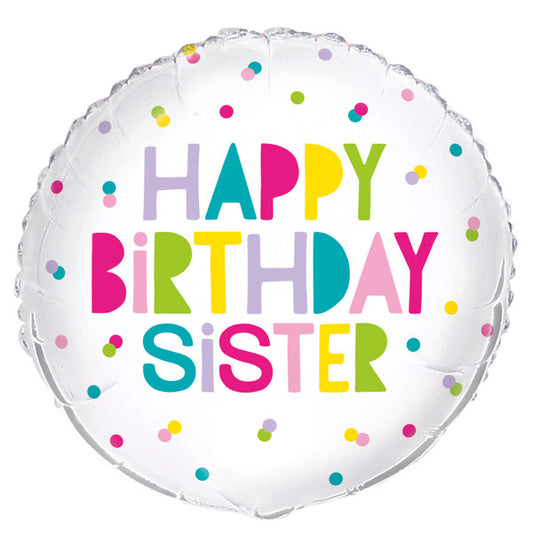 "Happy Birthday Sister" Foil Balloon 45cm