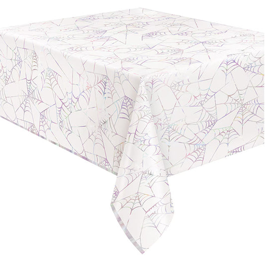 Groovy Halloween Iridescent Spiderweb Printed Tablecover 137cm x 213cm